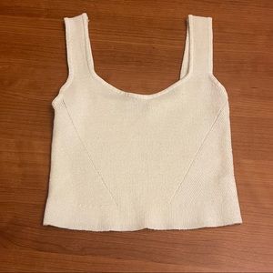 Cream knit crop tank